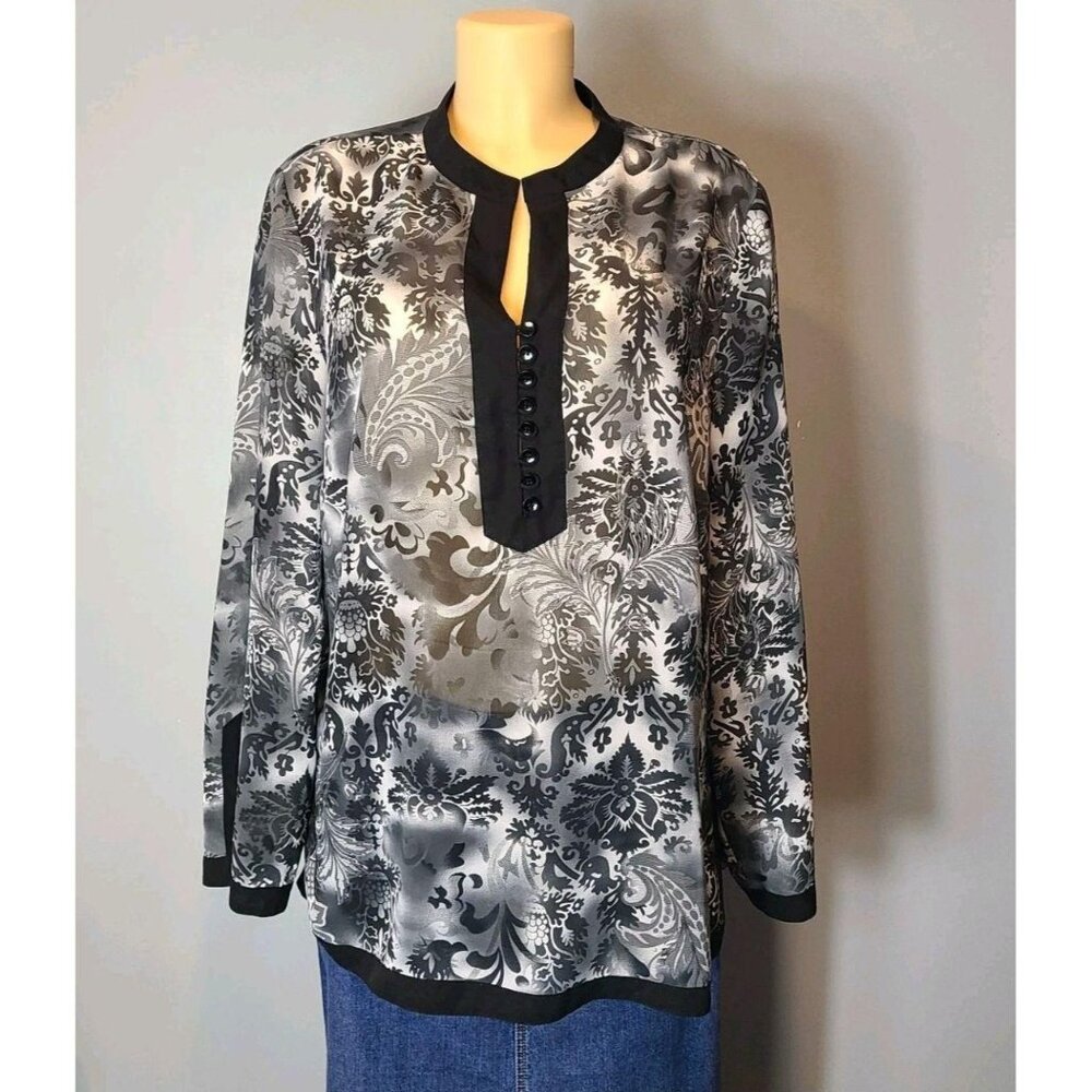 Vintage‎ Y2K Chinese Style Blouse Cheongsam Qipao Top Sheer Size 1X Mandarin